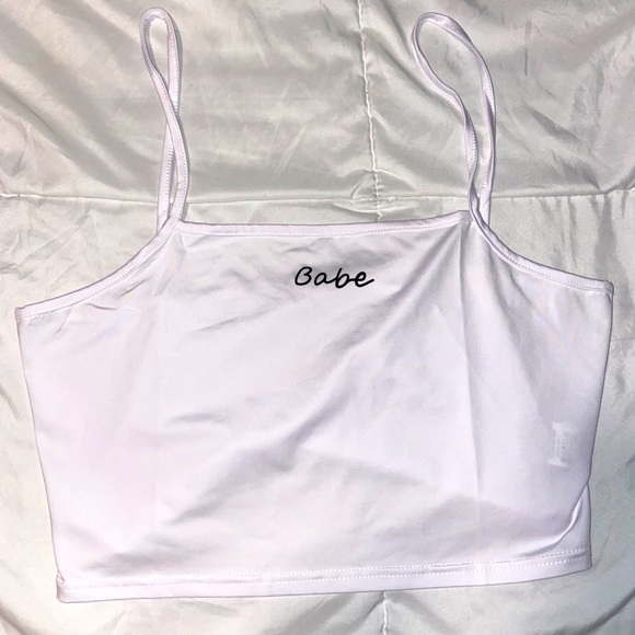 White "Babe" Crop Tank Top - Picture 1 of 2